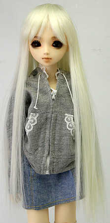PARABOX Online shop]【doll wig】7 inch straight long hair with bang  (heat-resistant type) white