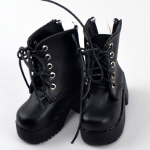 64mm BLACK Lace-Up Boots Doll Shoes